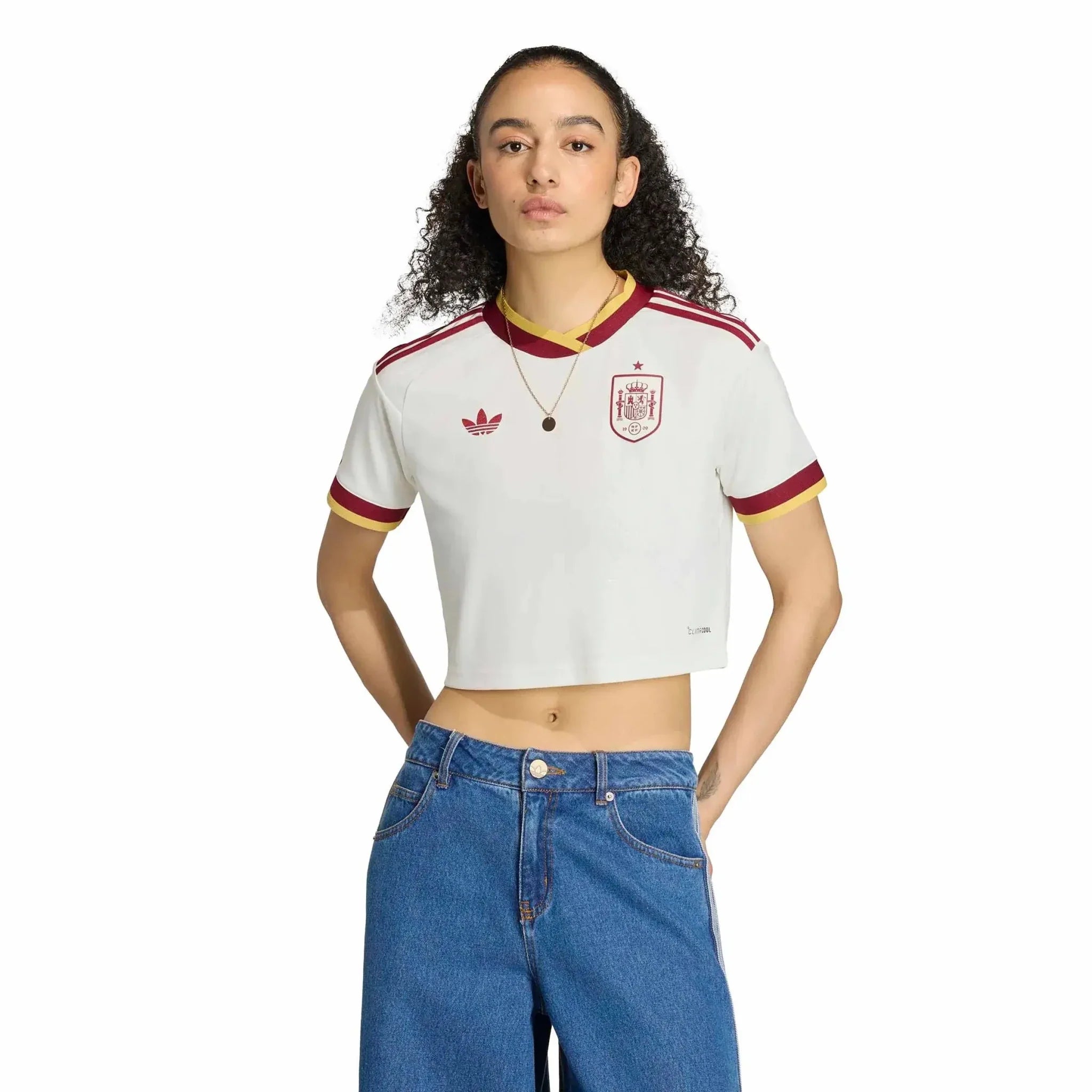 adidas 2026 Spain Women's Stadium Away Cropped Soccer Jersey 3
