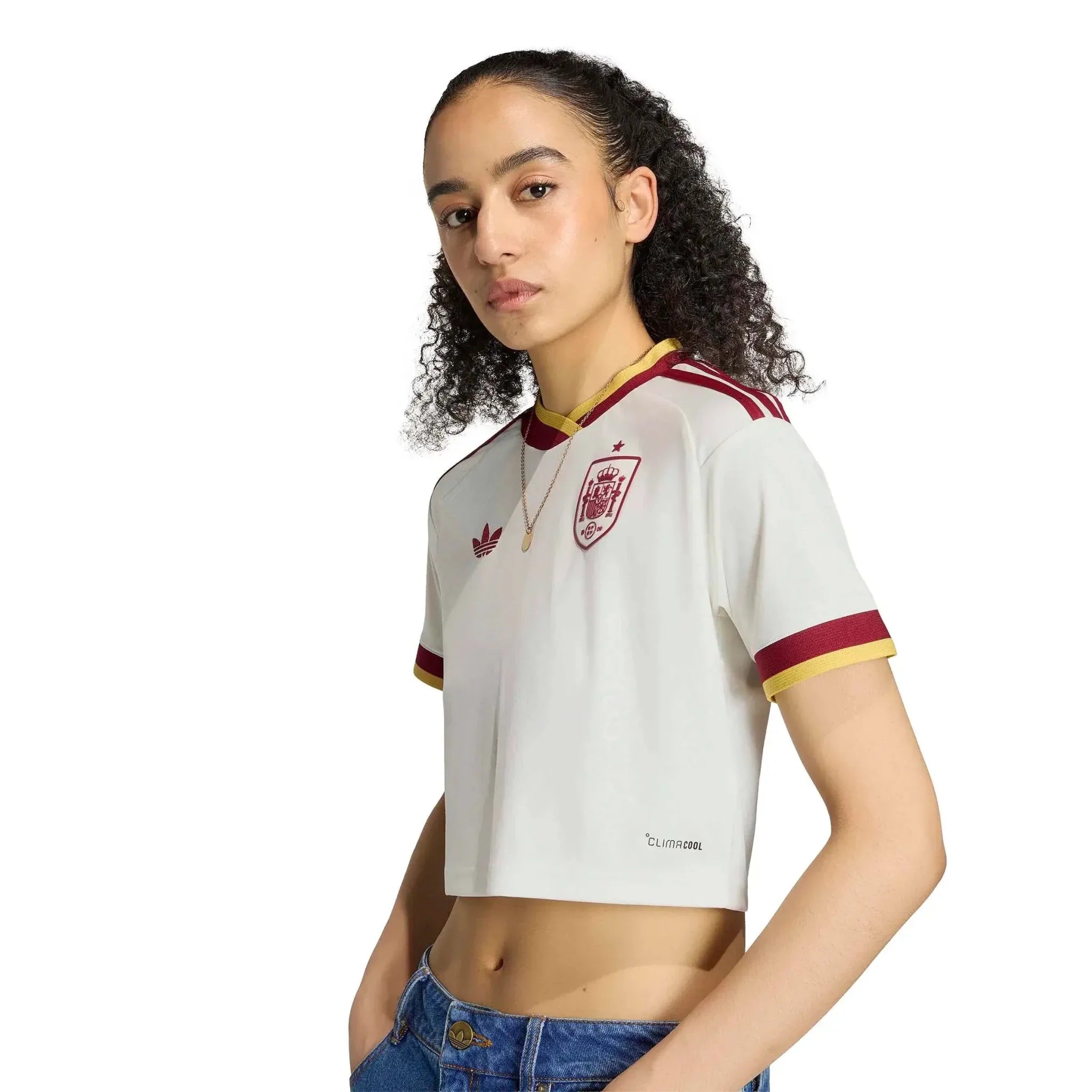 adidas 2026 Spain Women's Stadium Away Cropped Soccer Jersey 5