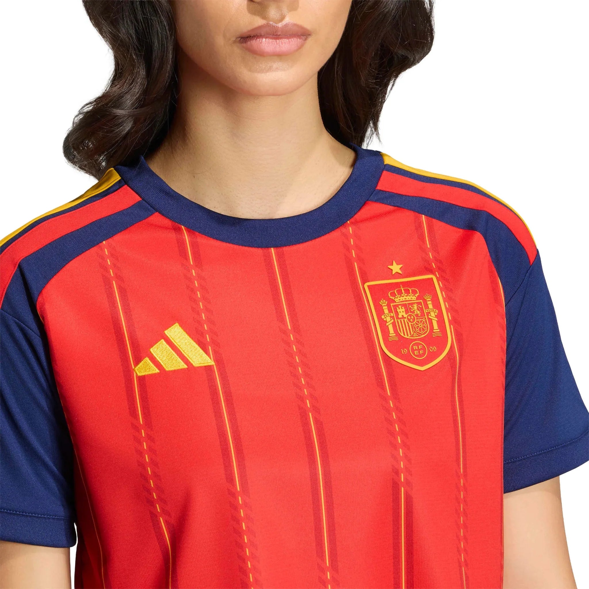 adidas 2026 Spain Women's Stadium Home Cropped Soccer Jersey 5