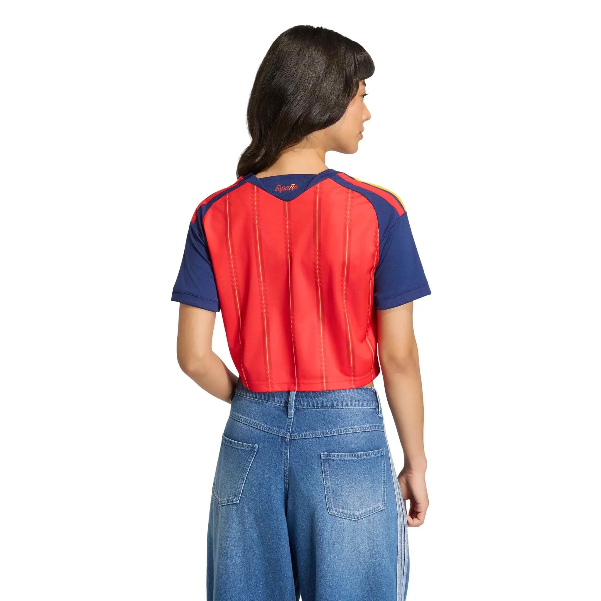 adidas 2026 Spain Women's Stadium Home Cropped Soccer Jersey 4