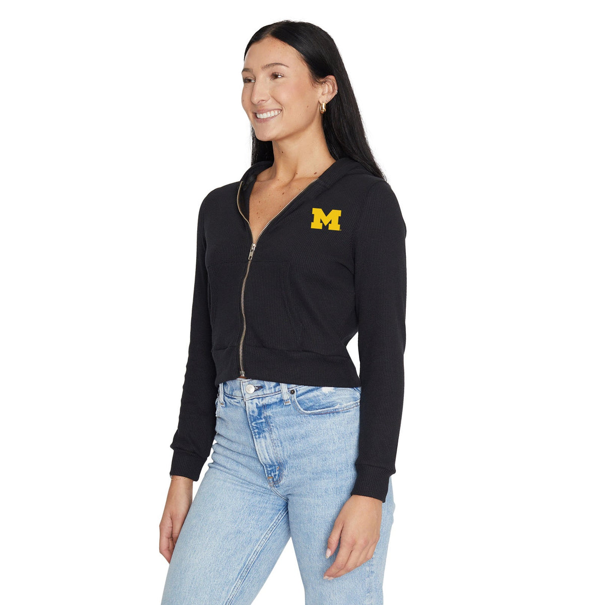 University of Michigan Waffle Knit Zip Up Hoodie | lojobands 4