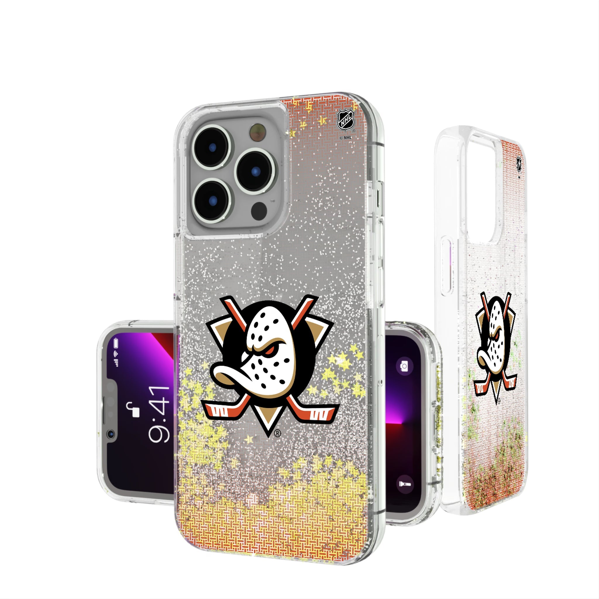 Anaheim Ducks Linen Glitter Phone Case 9