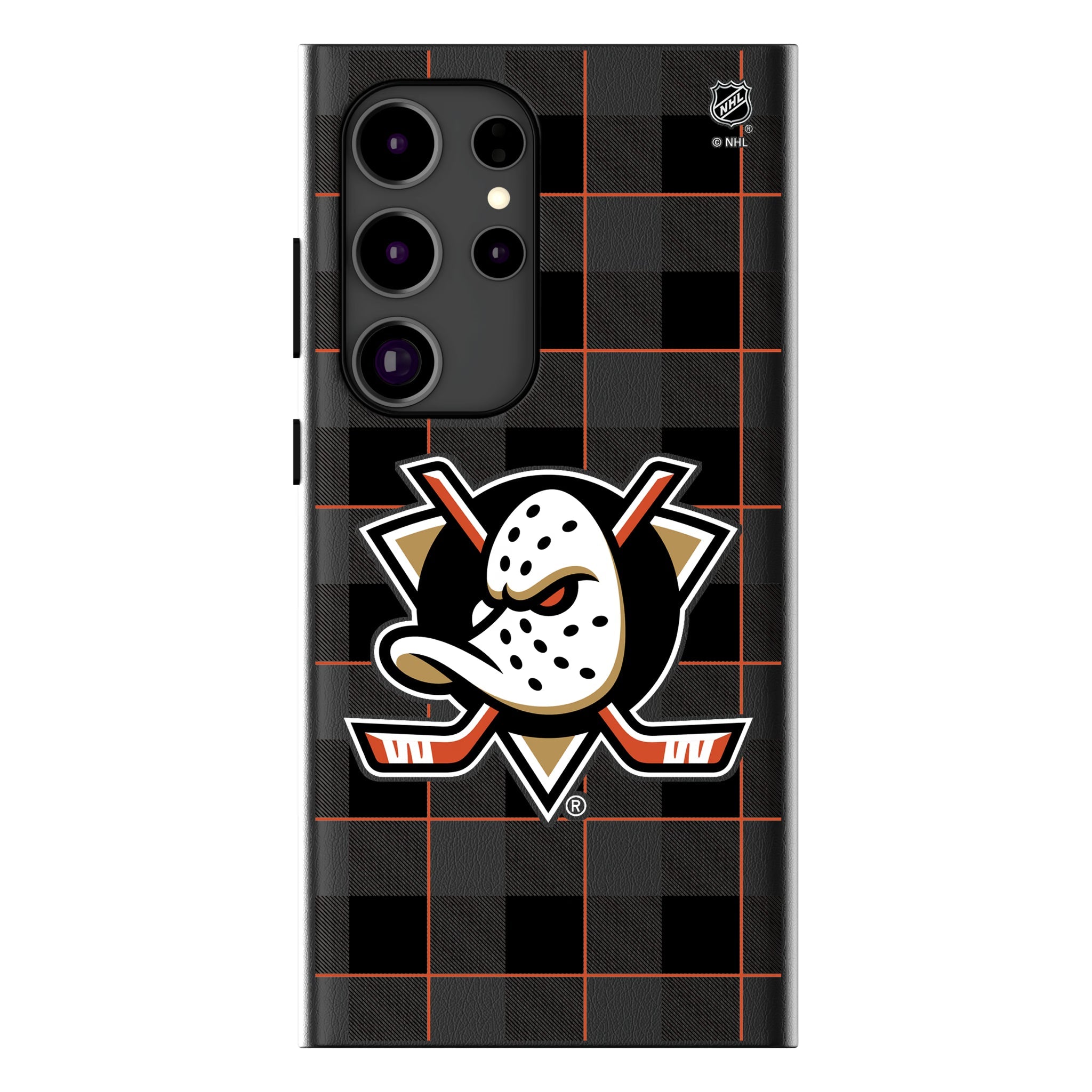 Anaheim Ducks Plaid MagSafe Compatible Phone Case for Samsung Galaxy 18