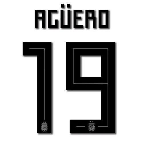 Argentina 2018 Home Kun Aguero #19 Jersey Name Set 1