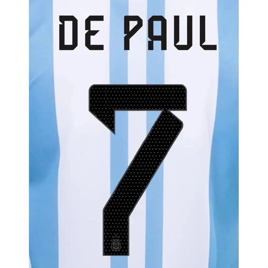 Argentina 2022-23 Home De Paul #7 Jersey Name Set 1