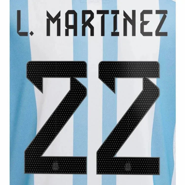 Argentina 2022-23 Home L. Martinez #22 Youth Jersey Name Set 1