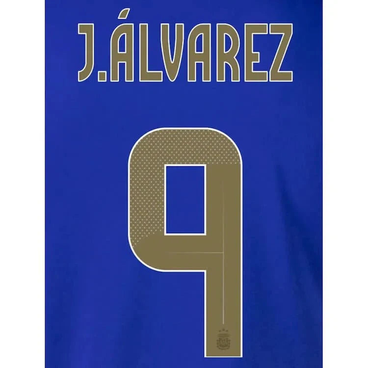 Argentina 2024/25 Away J. Alvarez #9 Youth Jersey Name Set 1