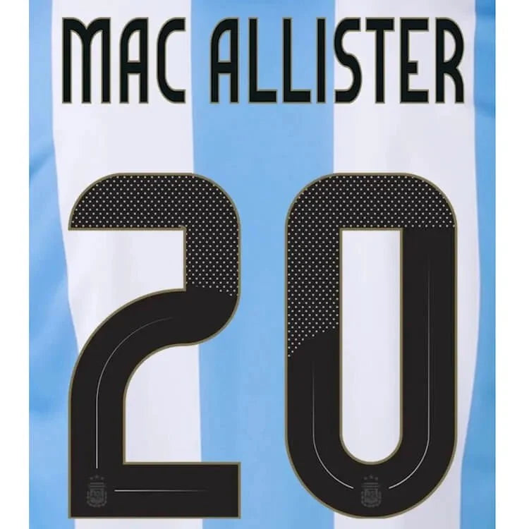 Argentina 2024/25 Home Mac Allister #20 Jersey Name Set 1