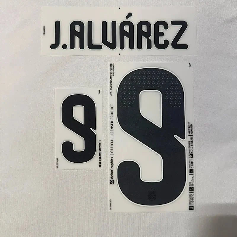 Argentina 2026- Home J. ALVAREZ #9 Youth Official Name Set 1