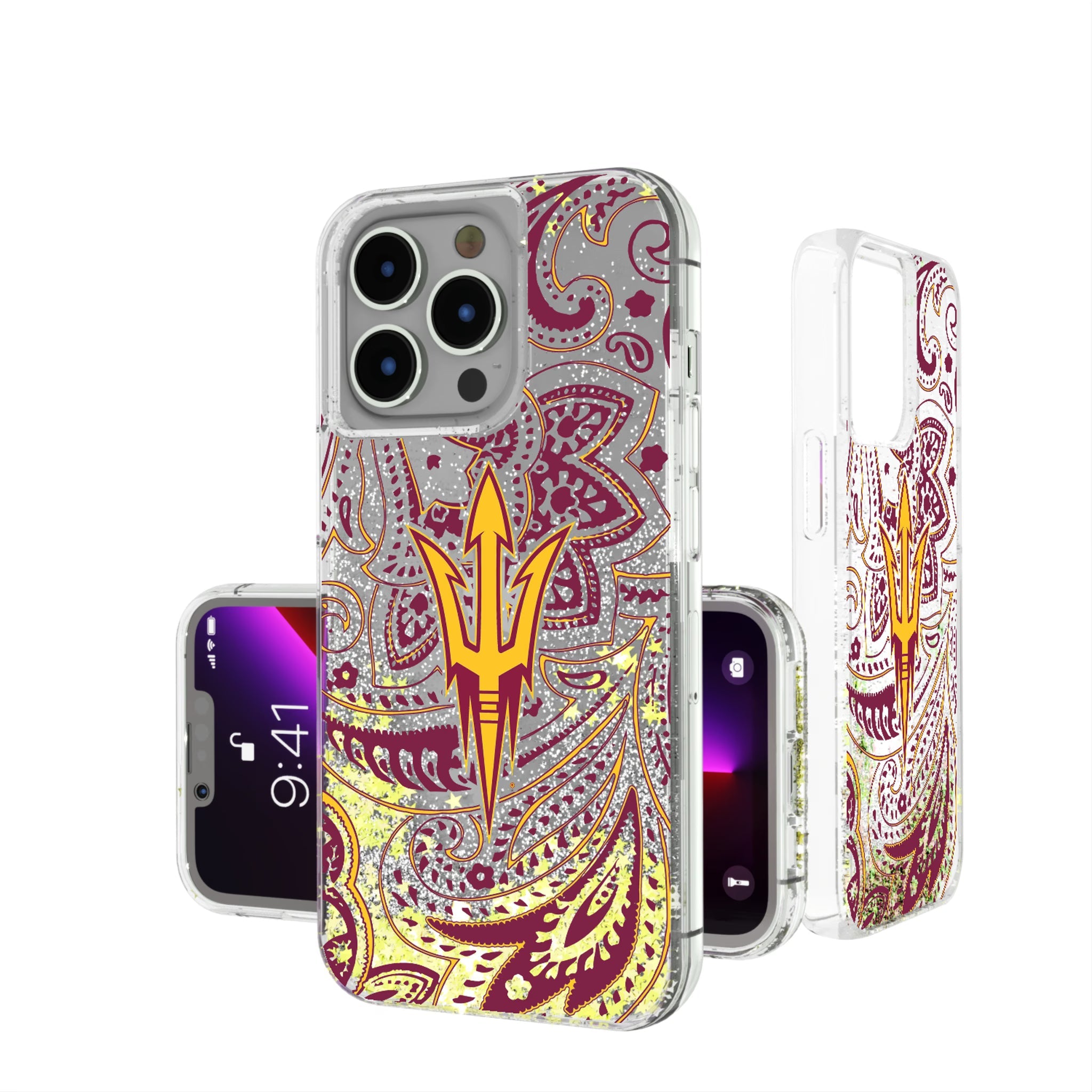 Arizona State University Sun Devils Paisley Glitter Phone Case for Apple iPhone 17