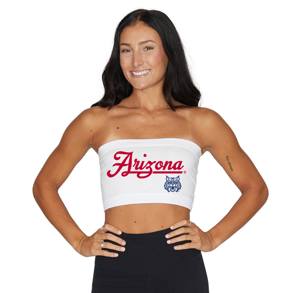 University of Arizona Script White Bandeau Top | lojobands