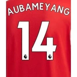 Arsenal 2019/22 Home #14 Youth Aubameyang Jersey Name Set 1