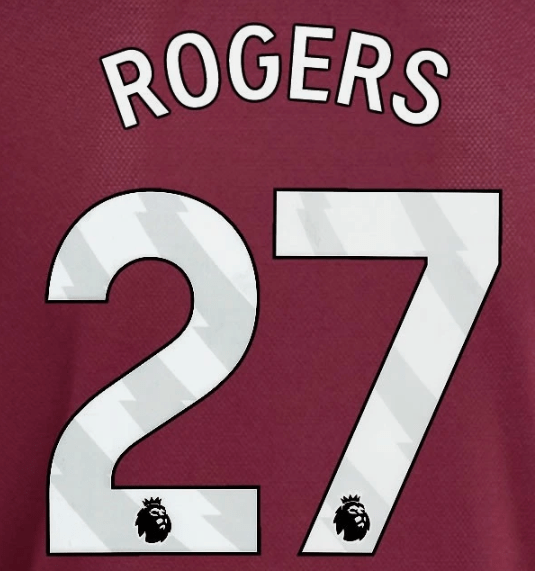 Aston Villa 2025-Home ROGERS #27 Official Name Set-White 1