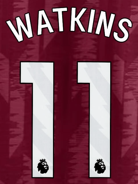 Aston Villa 2025-Home WATKINS #11 Official Name Set-White 1