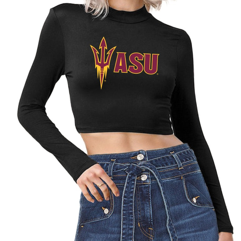 Arizona State ASU Black Mock Neck Top | lojobands