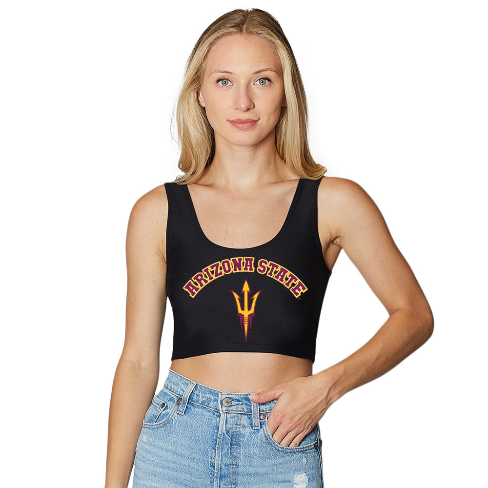 Arizona State ASU Black Crop Tank Top | lojobands