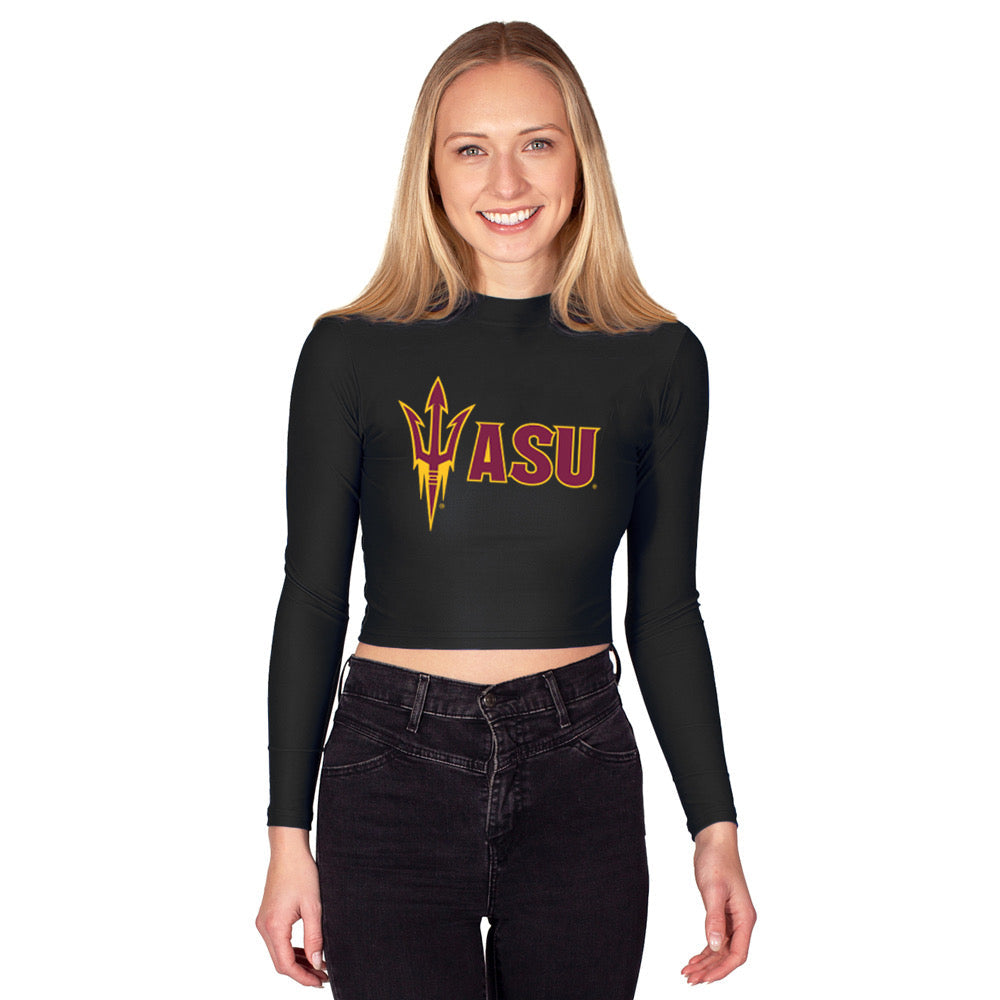 Arizona State ASU Black Mock Neck Top | lojobands