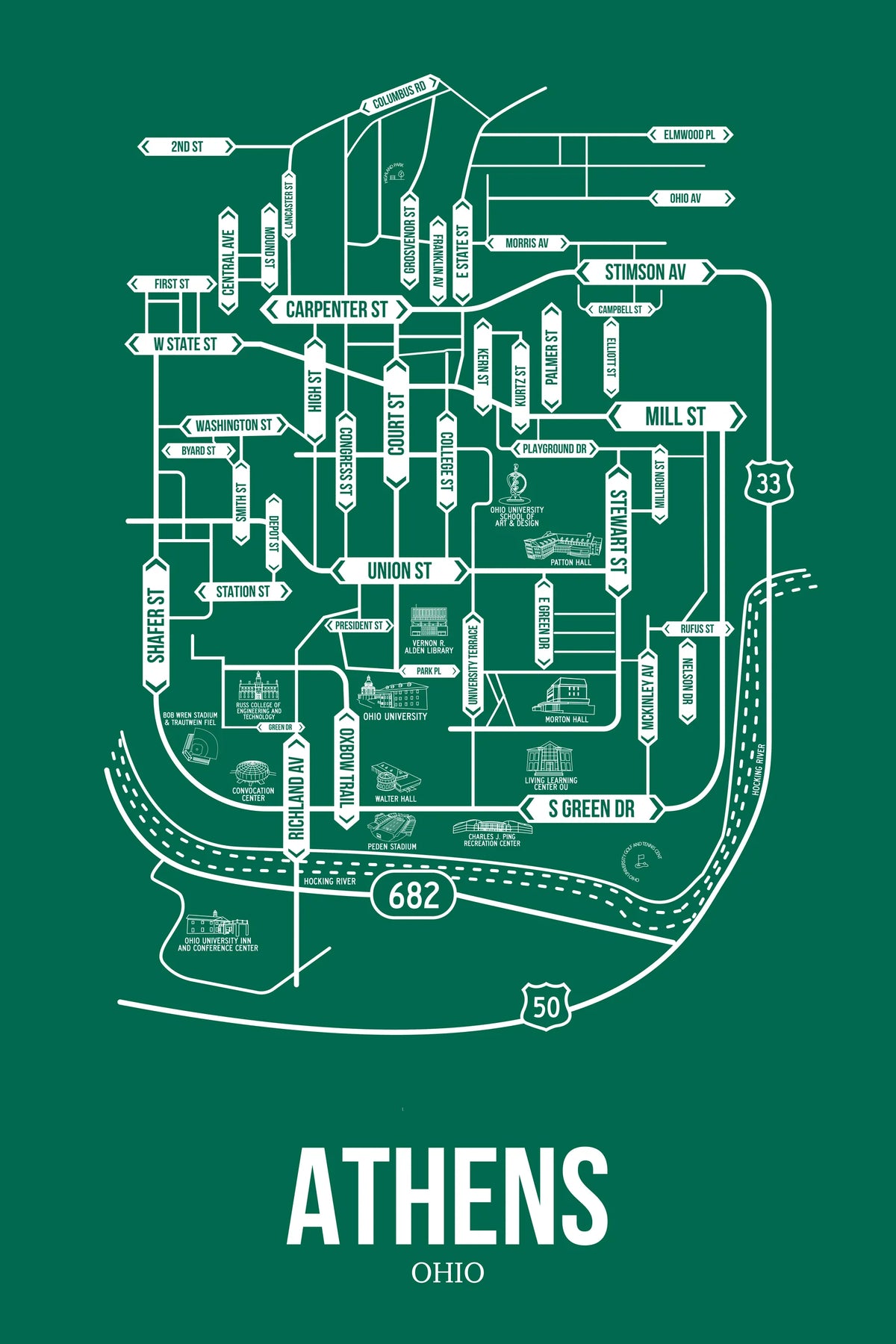 Athens, Ohio street map 7