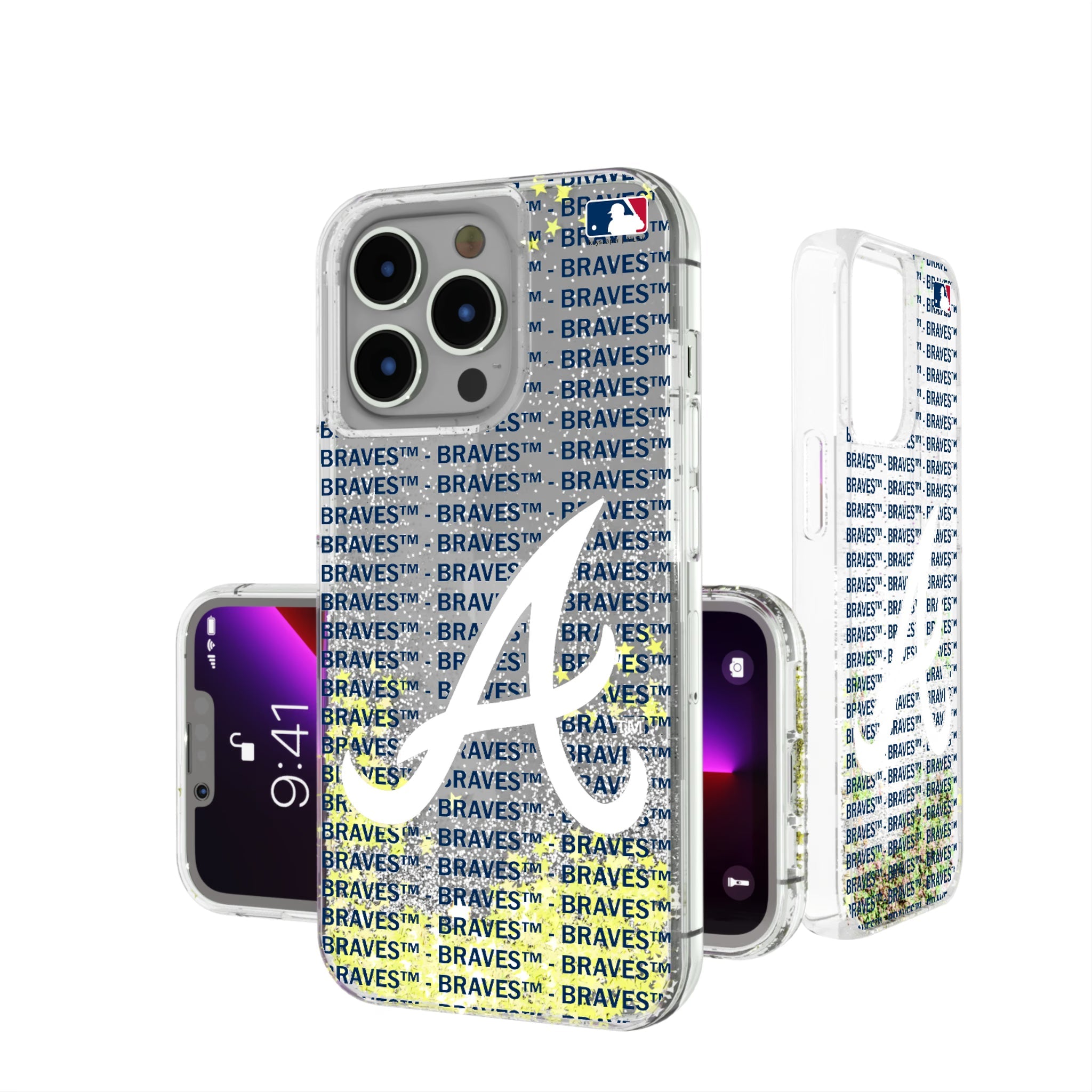 Atlanta Braves Text Backdrop Glitter Phone Case 17
