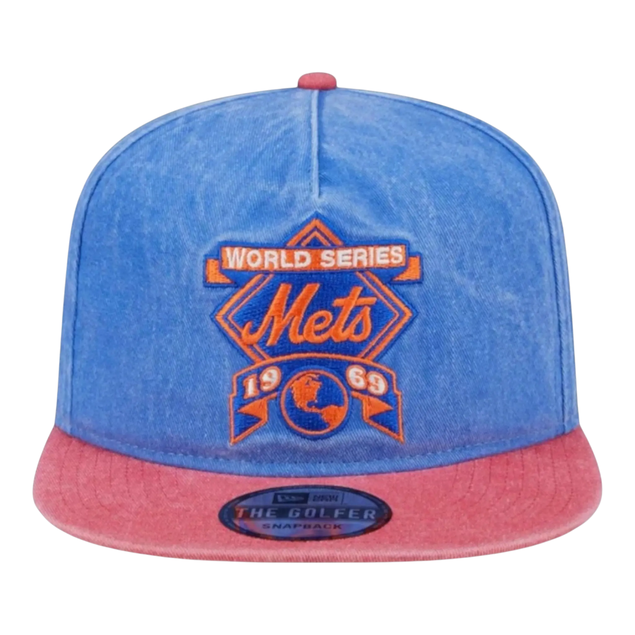 New Era MLB New York Mets Pigment Dye Golfer Snapback Hat Denim Royal/Red 1