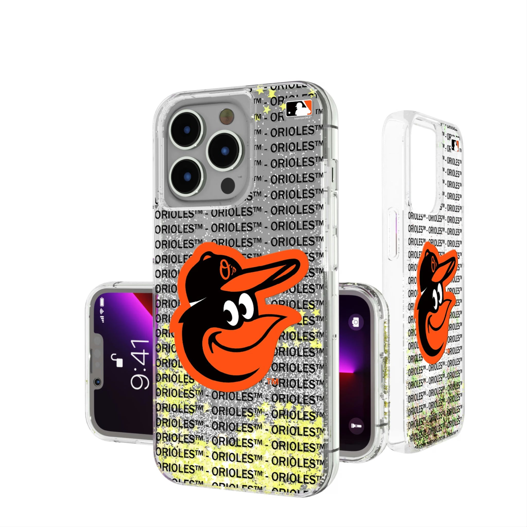 Baltimore Orioles Text Backdrop Glitter Phone Case 18