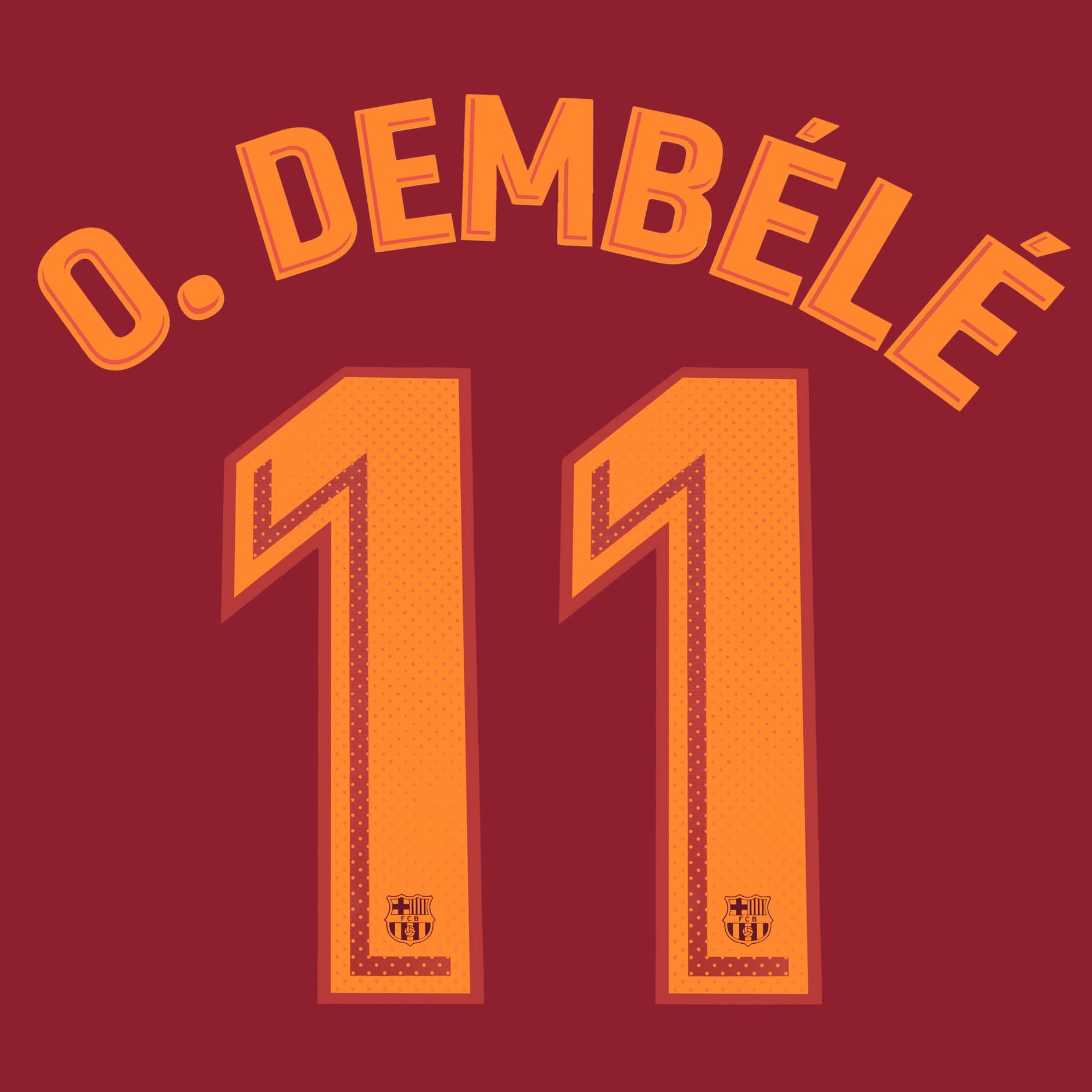 Barcelona 2017/18 Away O.Dembele #11 Jersey Name Set 1