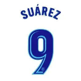Barcelona 2017/18 Away Youth Suarez #9 Jersey Name Set 1