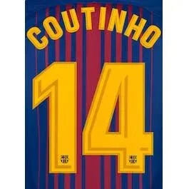 Barcelona 2017/18 Home Coutinho #14 Jersey Name Set 1