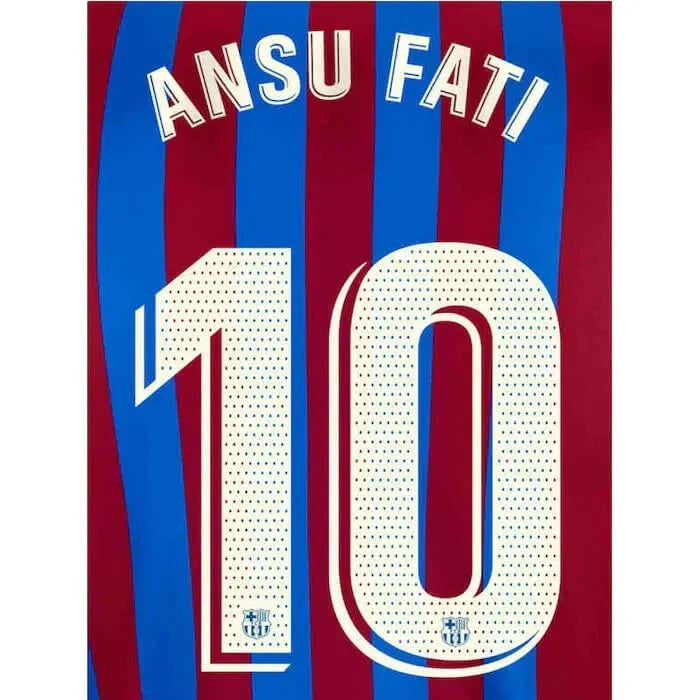 Barcelona 2021-22 Home Ansu Fati #22 Youth Jersey Name Set 1
