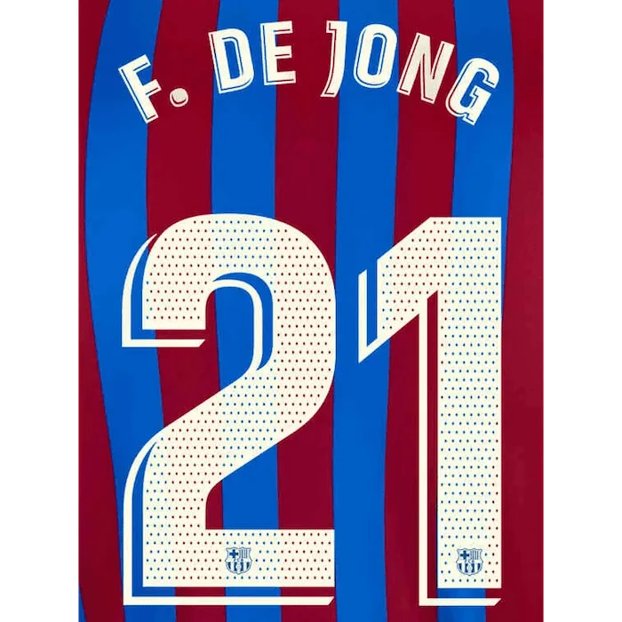 Barcelona 2021/22 Home F. De Jong #21 Jersey Name Set 1