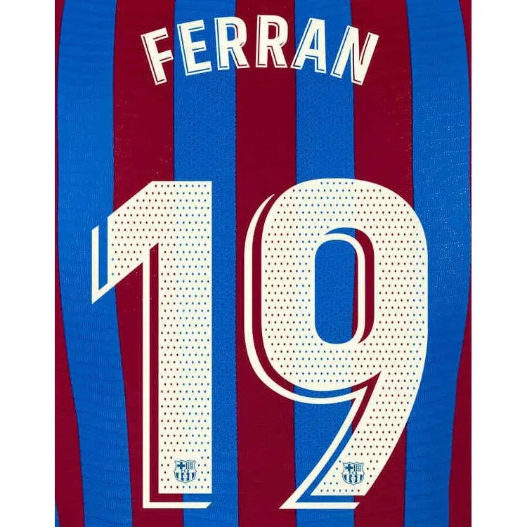 Barcelona 2021/22 Home Ferran #19 Jersey Name Set 1