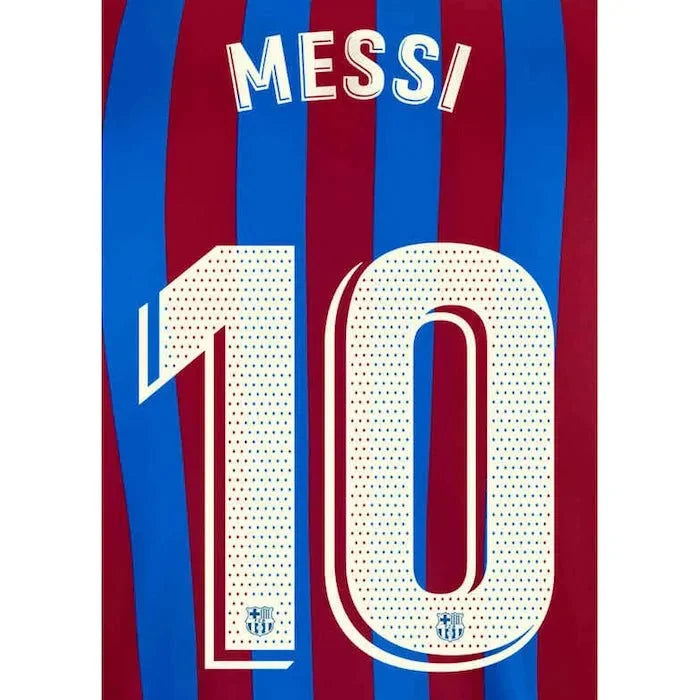 Barcelona 2021/22 Home Messi #10 YOUTH Jersey Name Set 1