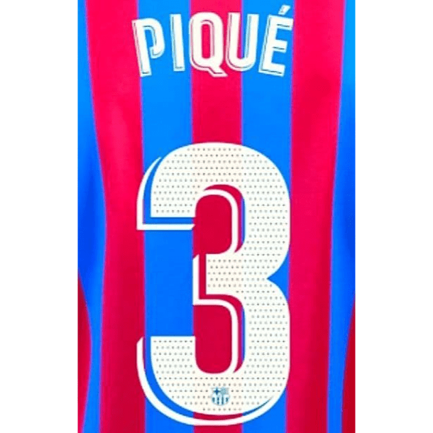 Barcelona 2021/22 Home Pique #3 Jersey Name Set 1