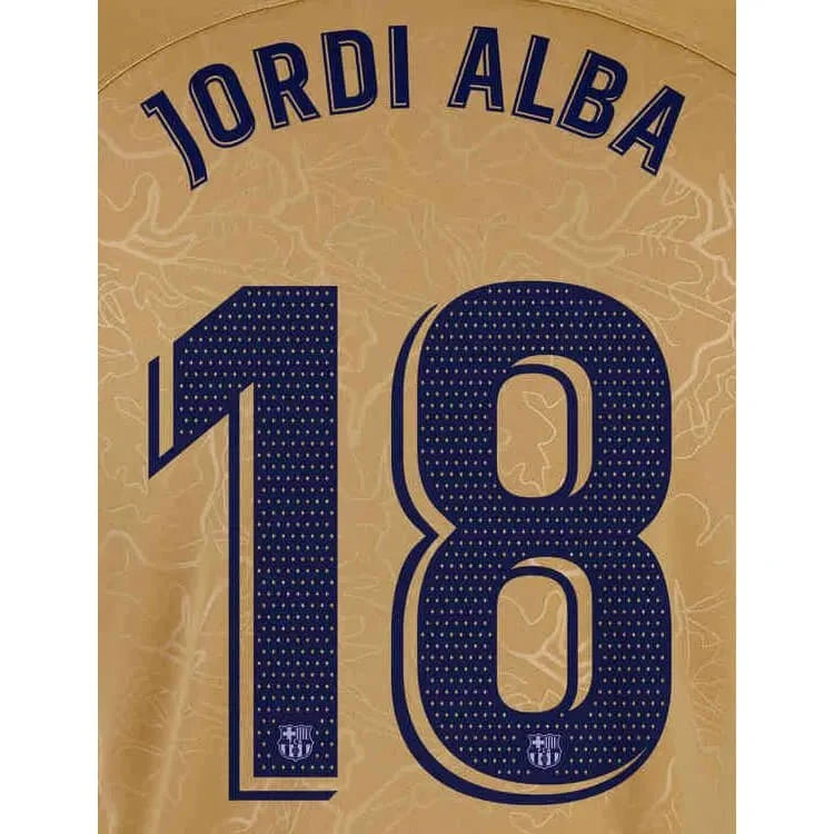 Barcelona 2022/23 Away Jordi Alba #18 Jersey Name Set 1