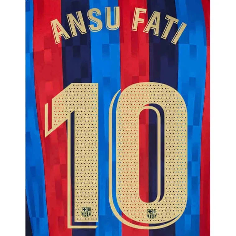 Barcelona 2022/23 Home Ansu Fati #10 Jersey Name Set 1