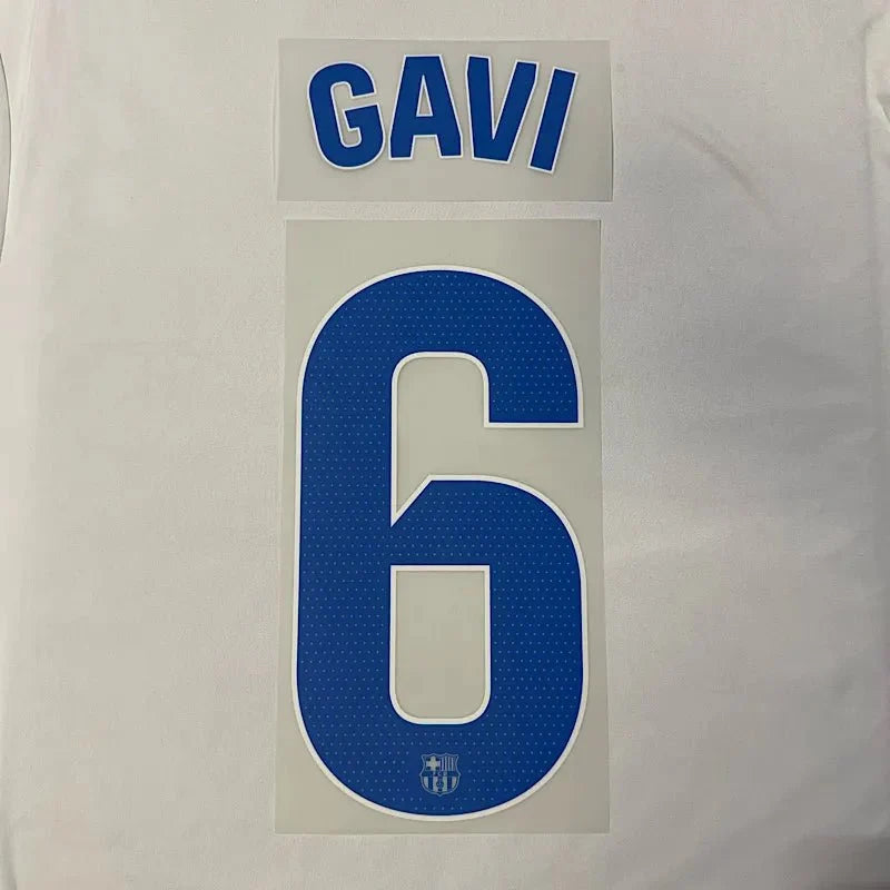 Barcelona 2023/24 Away Gavi #6 Jersey Name Set 1