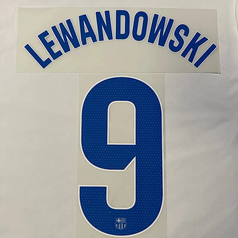 Barcelona 2023/24 Away Lewandowski #9 Jersey Name Set 1