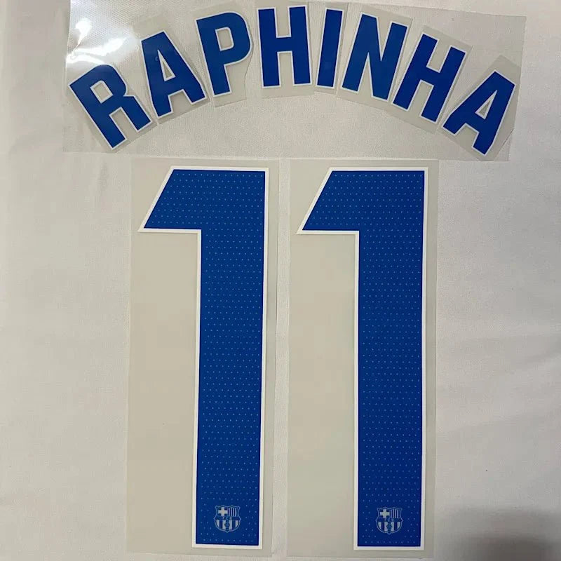 Barcelona 2023/24 Away Raphinha #11 Jersey Name Set 1