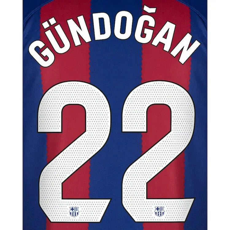 Barcelona 2023/24 Home Gundogan #22 Jersey Name Set 1