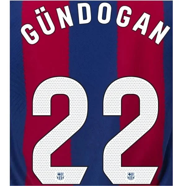 Barcelona 2023/24 Home Gundogan #22 Youth Jersey Name Set 1