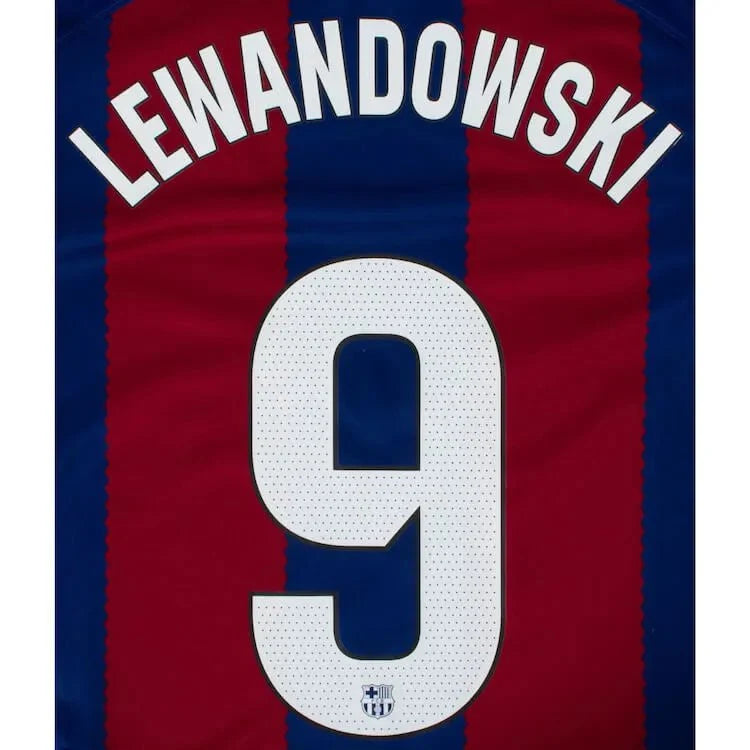 Barcelona 2023/24 Home Lewandowski #9 Youth Jersey Name Set 1
