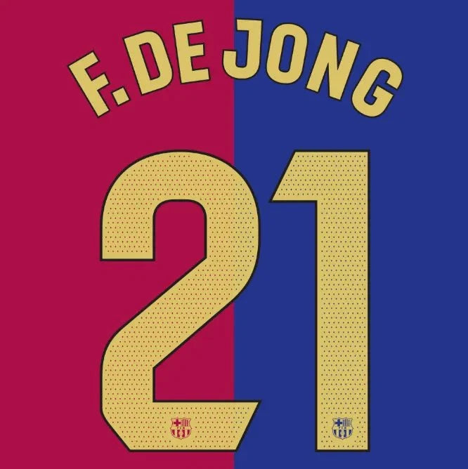 Barcelona 2024/25 Home F. DE. JONG #21 Official Name Set 1