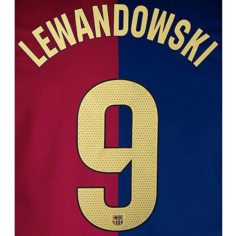 Barcelona 2024/25 Home LEWANDOWSKI #9 Youth Official Name Set 1