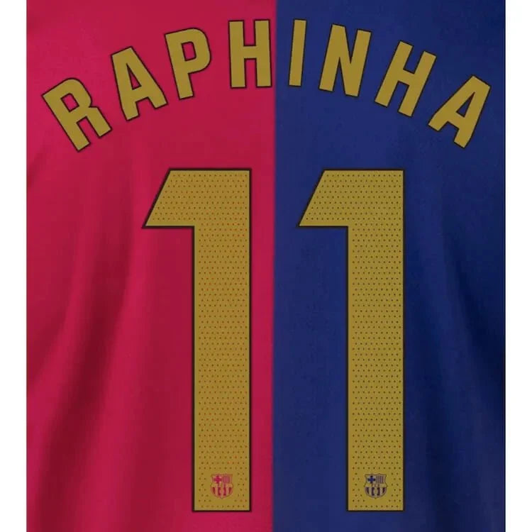 Barcelona 2024/25 Home RAPHINHA #11 Official Name Set 1