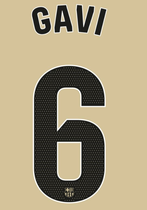 Barcelona 2025/26 Away GAVI #6 Official Name Set 1