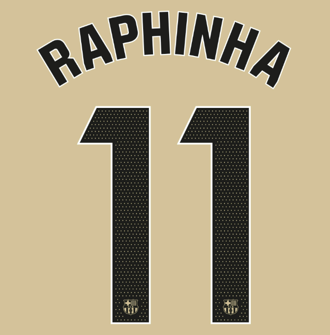 Barcelona 2025/26 Away RAPHINHA #11 Official Name Set 1