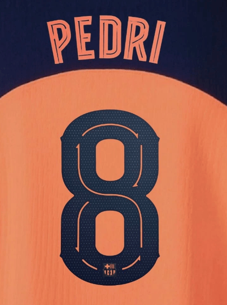 Barcelona 2025/26 Third PEDRI #8 Official Name Set (CL Version) 1