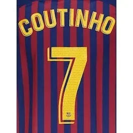 Barcelona Home 2019/20 Coutinho #7 Youth Jersey Name Set 1