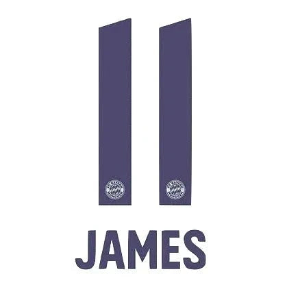 Bayern Munich 2018/19 Away James #11 Jersey Name Set 1