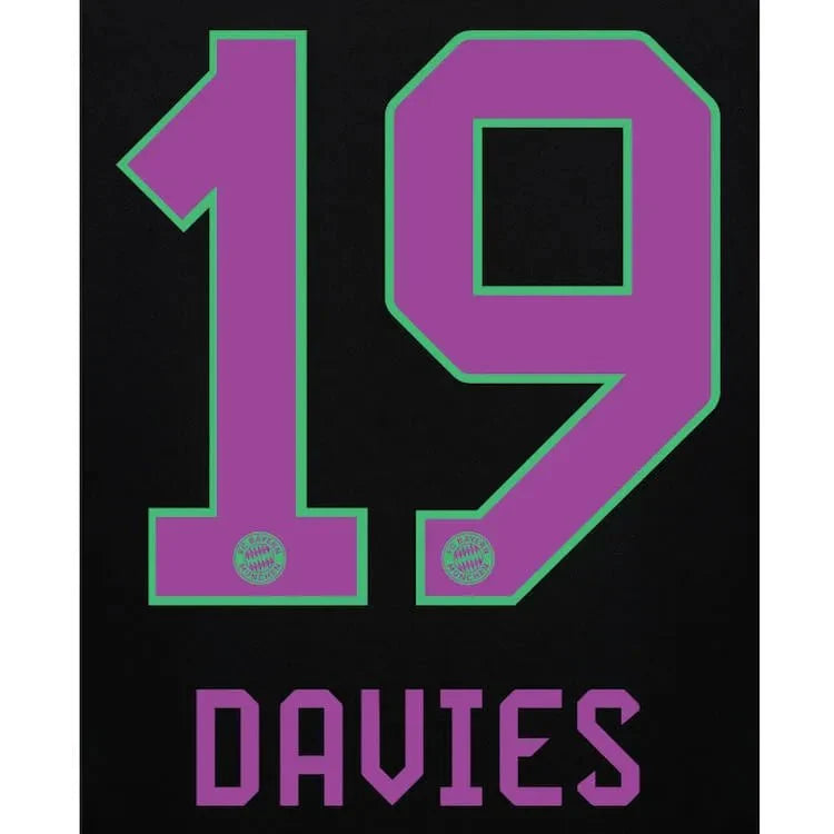 Bayern Munich 2023/24 Away Davies #19 Jersey Name Set 1